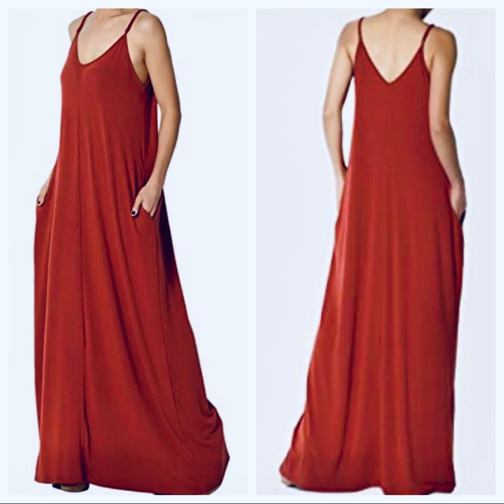 Adjustable straps loose side pockets maxi dress - Picture 5 of 6